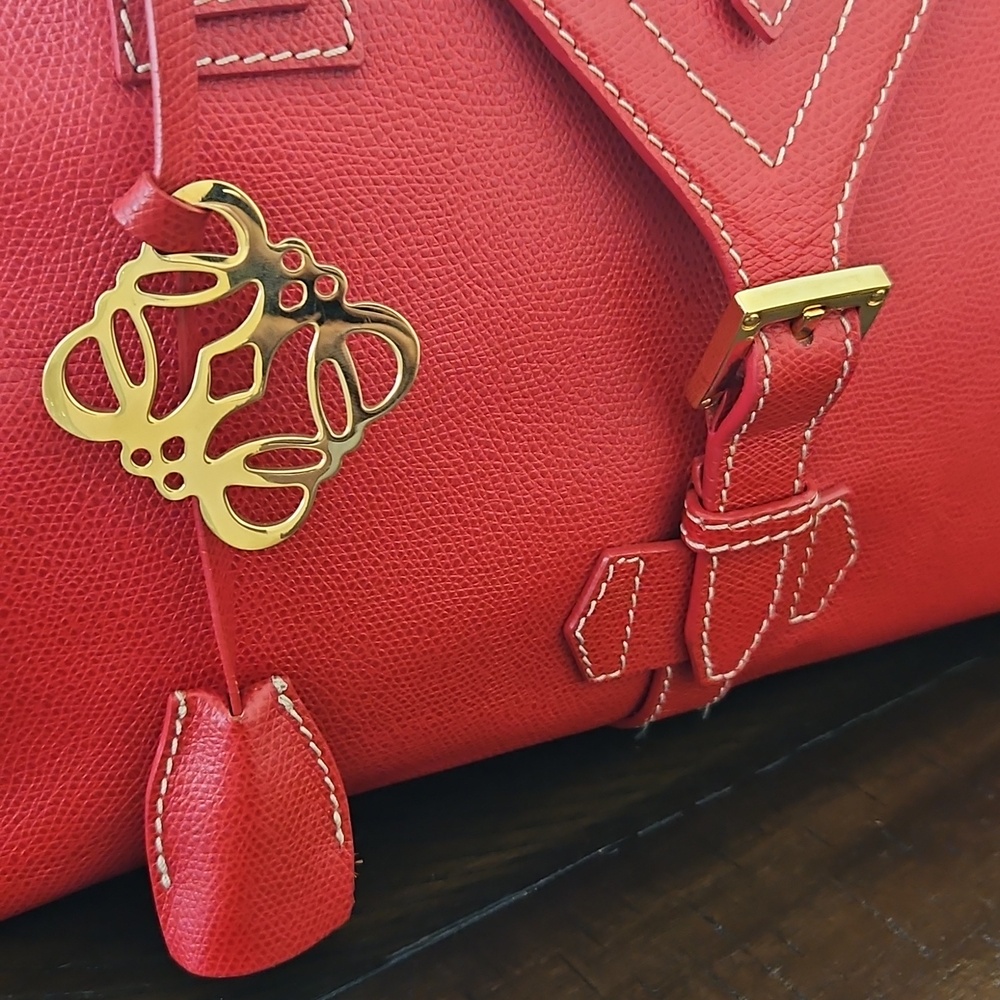 Loewe Red Leather Satchel with Gold Hardware - Picture 6 of 9